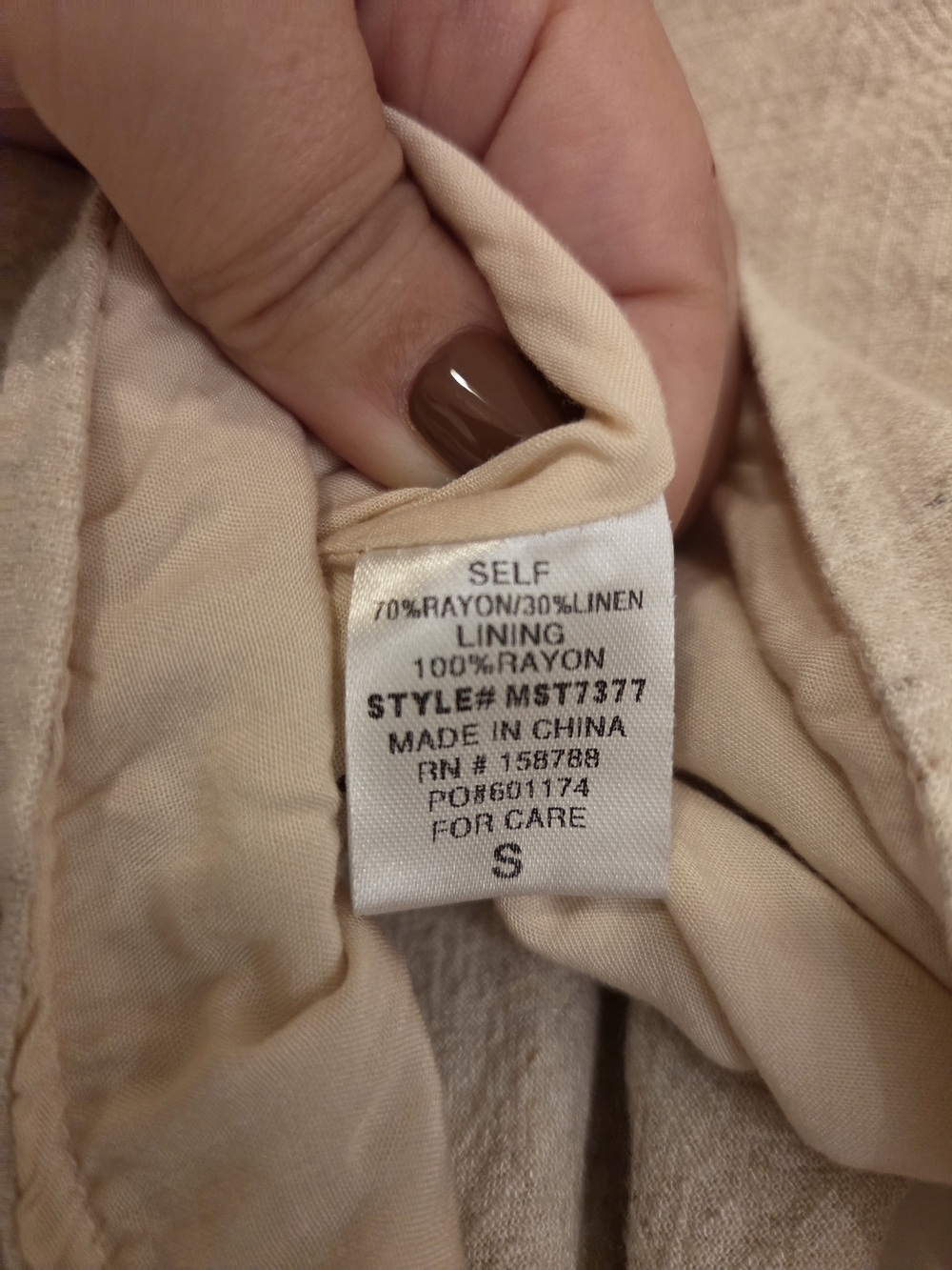 Mable Beige Linen-Blend Tie-Front Cropped Blazer Size S